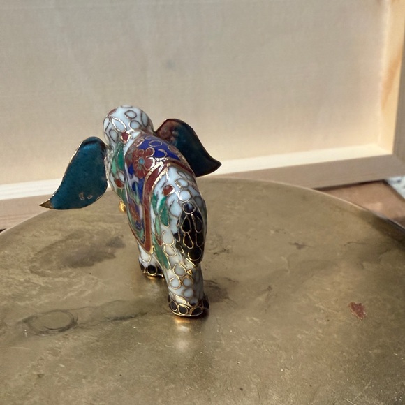 Colorful Cloisonné Elephant Figurine - Picture 2 of 7